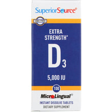 Load image into Gallery viewer, SUPERIOR SOURCE: Vitamin D3 5000 IU Extra, 100 tb